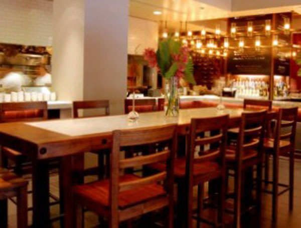 Community table granite with walnut wood